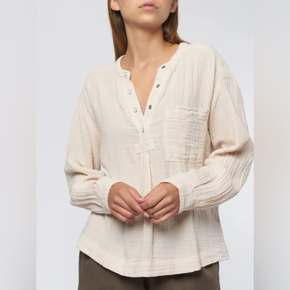 XiRENA 100% Cotton Double Gauze Cream Top